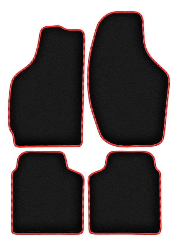 Velour måtter med rød kant til: Daewoo Tico hatchback (1996-2001)