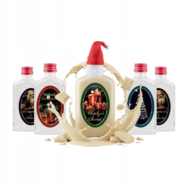 Julset med 5 Laura-flaskor 50 ml för likör, presentförpackning