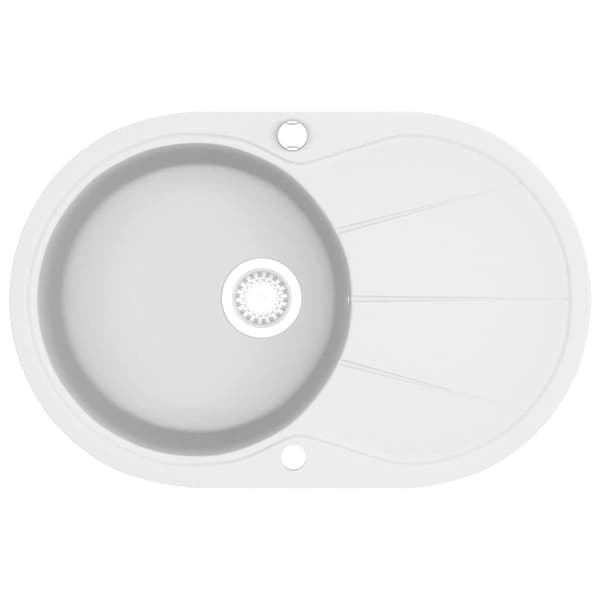 vidaXL Granitdiskho med enkel ho, oval, vit