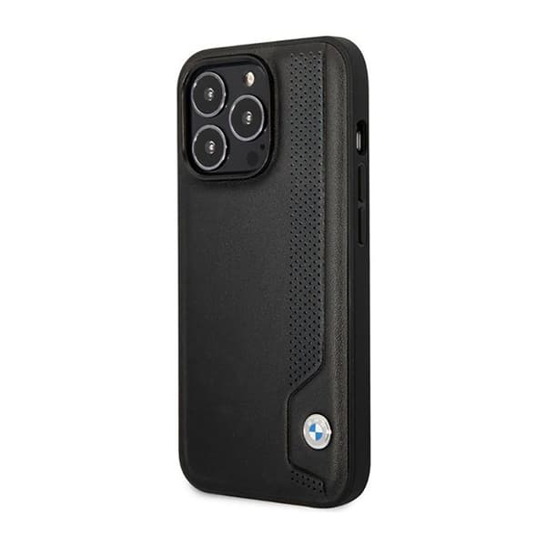 BMW Läder Blå Prickar - iPhone 14 Pro Skal (Svart)