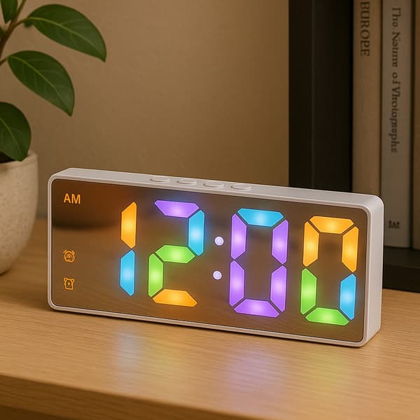 Digital RGB LED-väckarklocka - DAC8 - Vit