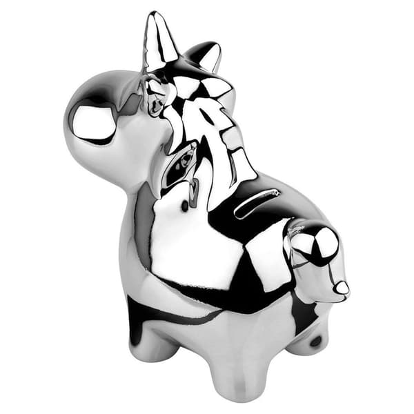 Spargris keramisk silver speglad 18x10,5 cm