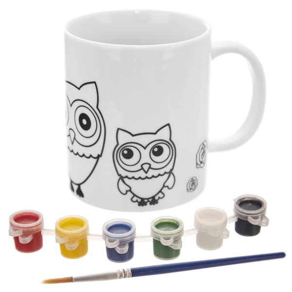 Mugg för målning med färger porslin uggla 330 ml