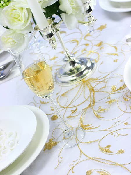 Organza med tryck, creme, 0,36x9m, 1 st