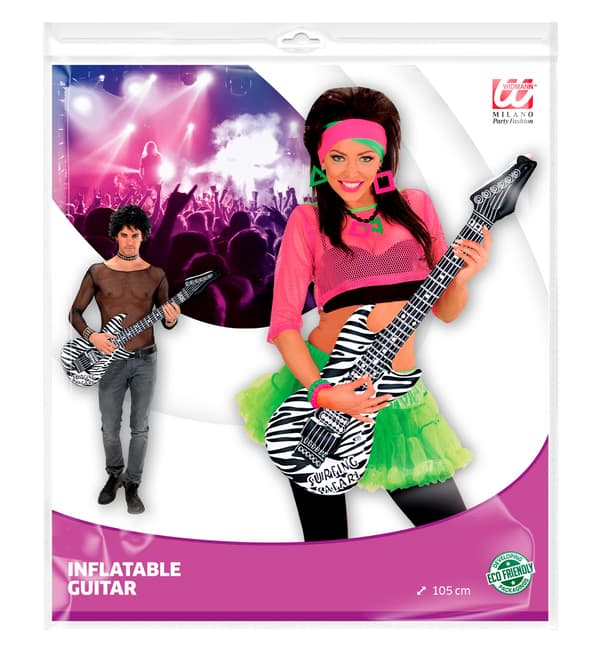 Oppustelige Guitarstjerner Rock Disco 80'erne 105cm