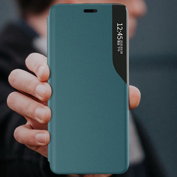 Eco Leather View Case elegant flipfodral med stativfunktion iPhone 13 mini röd