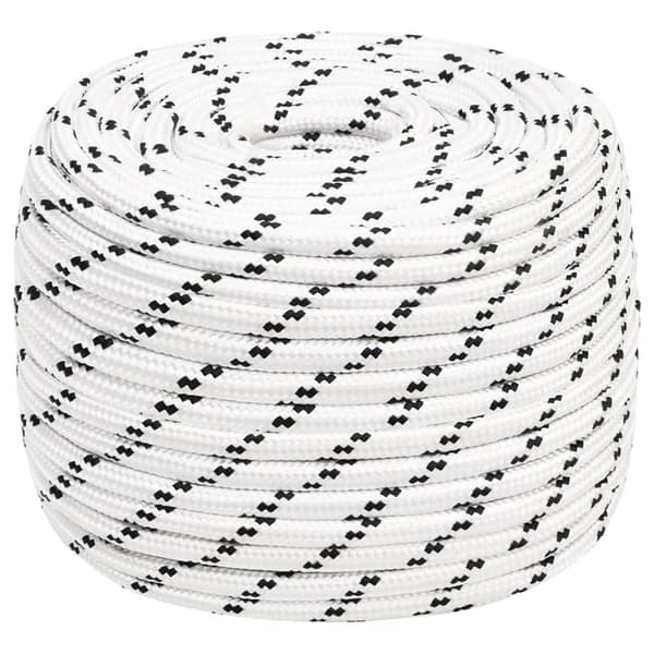 vidaXL Flätad segelrep, vit, 14 mm x 250 m, polyester