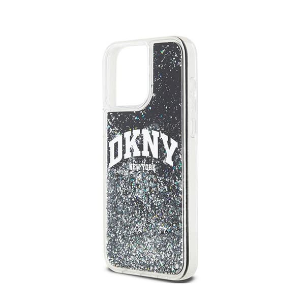 DKNY Liquid Glitter Stort Logo - iPhone 15 Pro Max Etui (Sort)