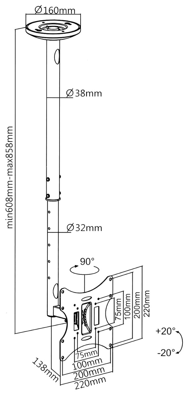 MACLEAN MC-504B NÄYTÖN KATTOKIINNIKE