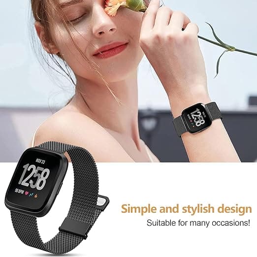 Fitbit Versa/Versa 2/LITE -kelloranneke, musta teräsverkko