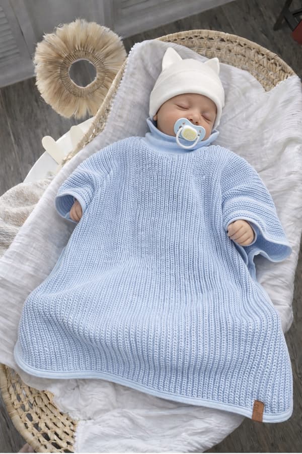 GOLFKASKET til BARNEVARE BABYVARMER forår efterår akryl BLÅ