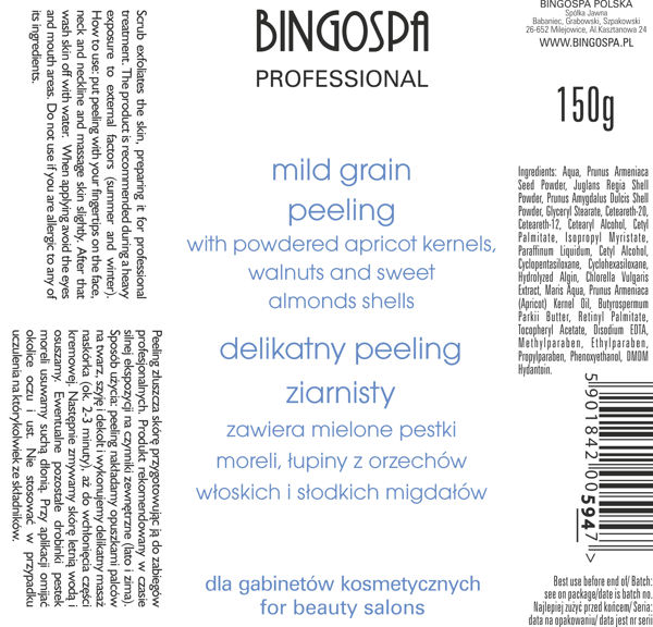 Granulär peeling Mikroalger Vitamin E Sheasmör BINGOSPA Professional