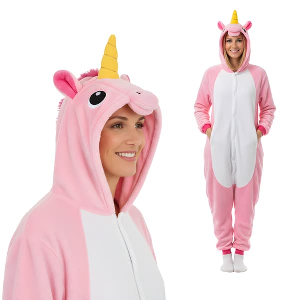 Kigurumi-pyjamas enhörning rosa storlek M 155-165 cm