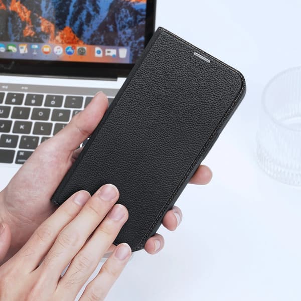 Dux Ducis Skin X2 cover til iPhone 14 Plus med magnetisk klap, sort