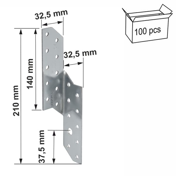 Spær-åse-forbindelse SPF210R 210mm Højre