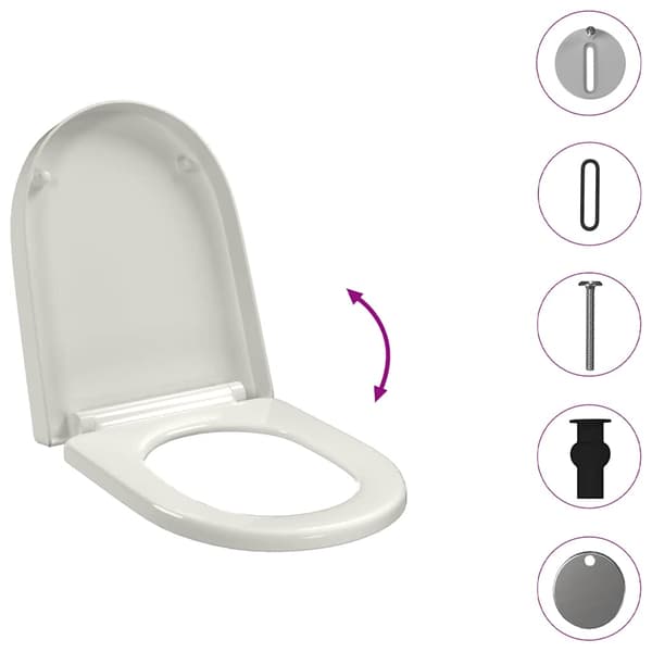 vidaXL Toalettsits, mjukstängande, med snabbkoppling, vit