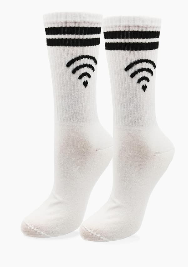 Bomullssockor med grafik - SVL Wi Fi 36/40 VIT