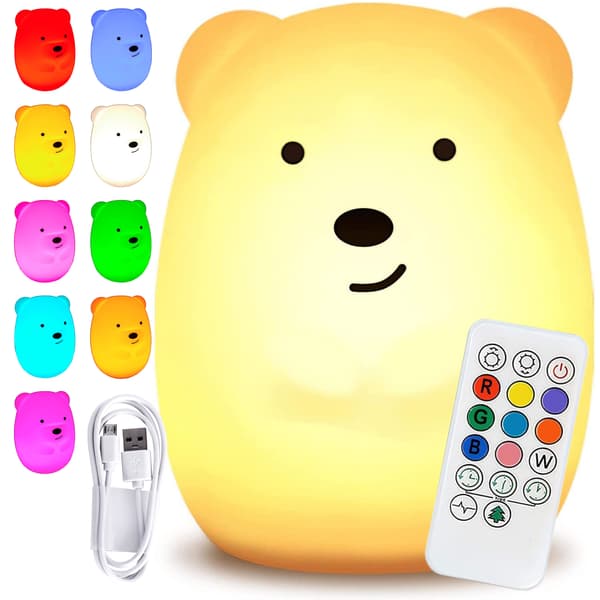 Silikoninen yölamppu Teddy Bear LED RGB