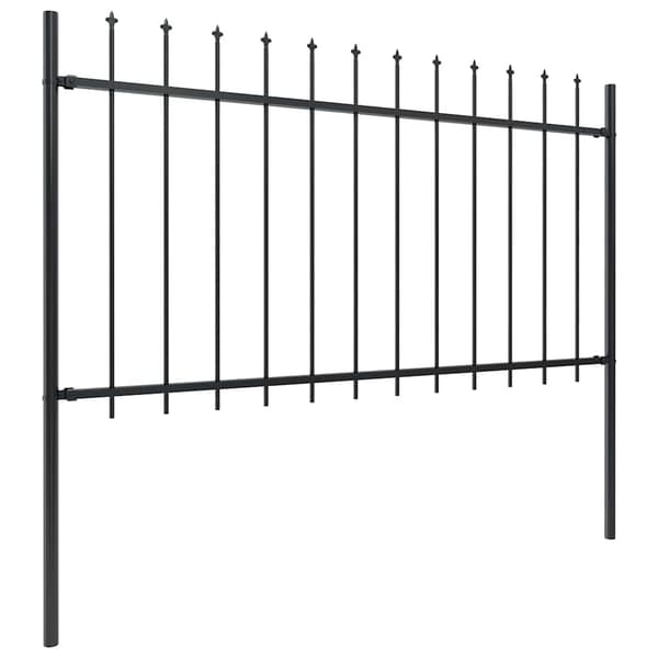 vidaXL havehegn med spyd, stål, 181x100 cm, sort