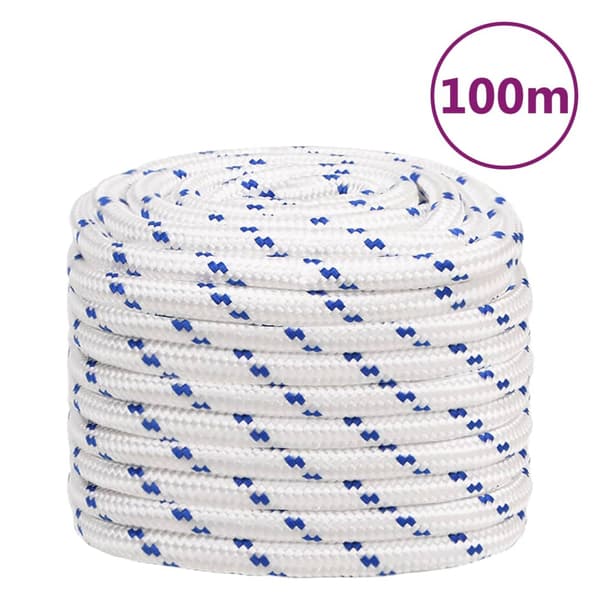 vidaXL Segelrep, Vit, 20 mm, 100 m, Polypropylen