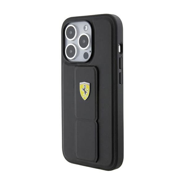 Ferrari Grip Stand Metal Logo - iPhone 15 Pro Max cover (sort)