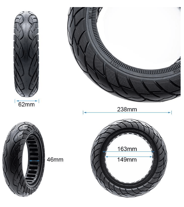 Slanglöst 10'' V2 Soliddäck för Motus Scooty 10 / Ninebot Max G30