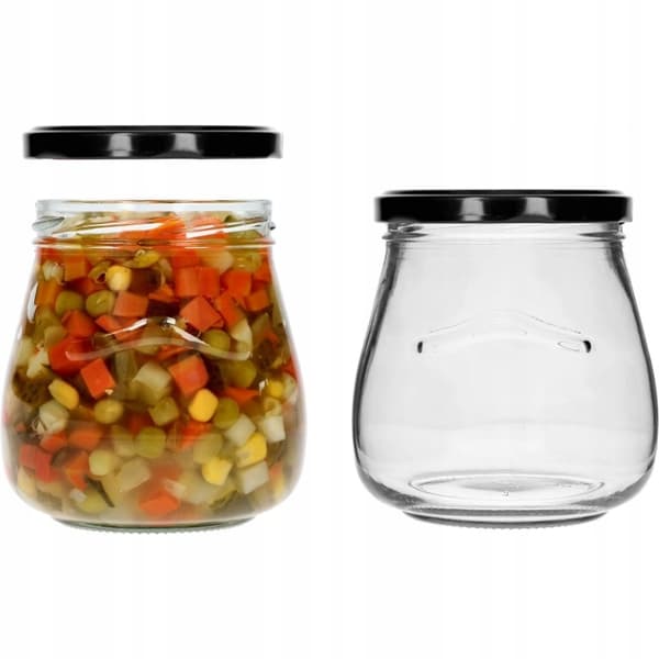 Konserveringsglas med sorte låg, 6 stk., 500 ml