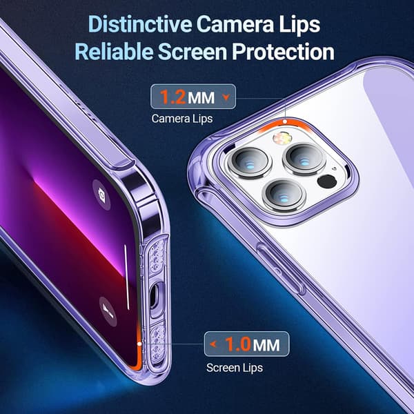 TRANSPARENT LILLA ETUI TIL IPHONE 13 PRO 6.1' 2xGLAS
