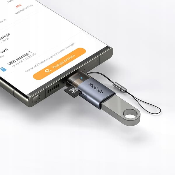 MCDODO USB-A TIL USB-C ADAPTER 512GB TF-KORTLÆSER OTG LED
