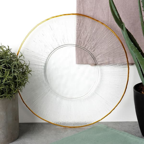 Gylden flad glas serveringsfad 30 cm