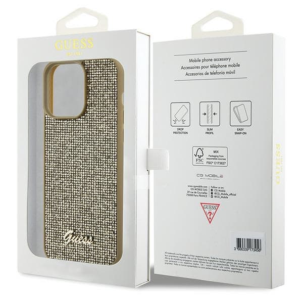 Guess GUHCP15XPMSDGSD iPhone 15 Pro Max 6.7" guld/guld hårdt cover Disco Metal Script