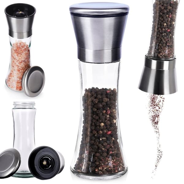 Peppar- och saltkvarn i glas 19 cm