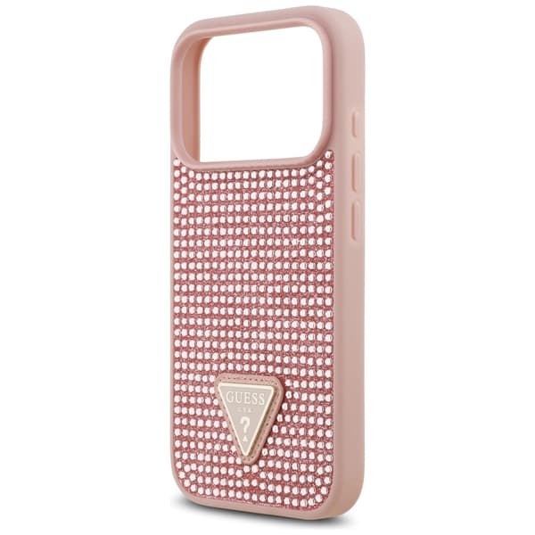 Guess Rhinestone Triangle Logo iPhone 17 Pro Etui - Pink
