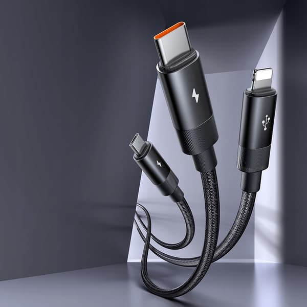MCDODO 3IN1 USB-KAAPELI PIKALATAUS USB-C LIGHTNING MICRO USB QC 1M LED