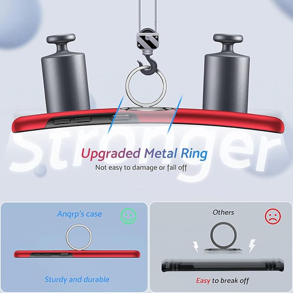 SKAL TILL SAMSUNG GALAXY S22+ RÖTT MED RING SATIN SOLID HÅLLARE