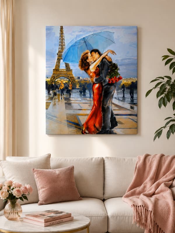 Maleri efter tal med ramme Billeder til maleri - Par Paris 50x40 cm