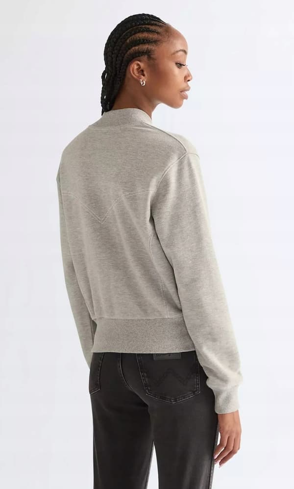Wrangler AVIATOR SWEATSHIRT grå bomulds zip-trøje dame S