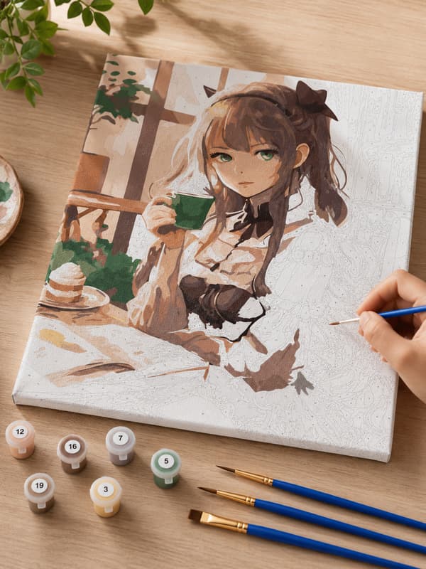 MÅLNING MED SIFFROR MED RAM Tavlor för målning - Chibi Flicka 40x50 cm