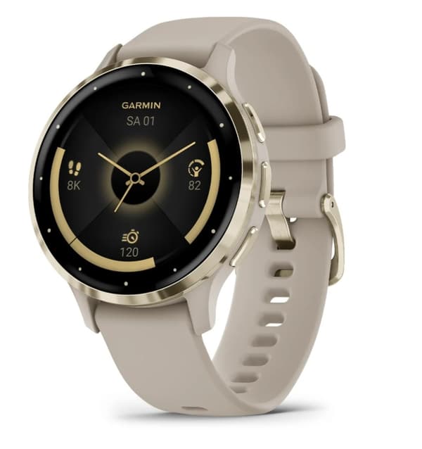 Garmin Venu 3S GPS Smartklocka, 1.2", Grå/Guld, Vattentät