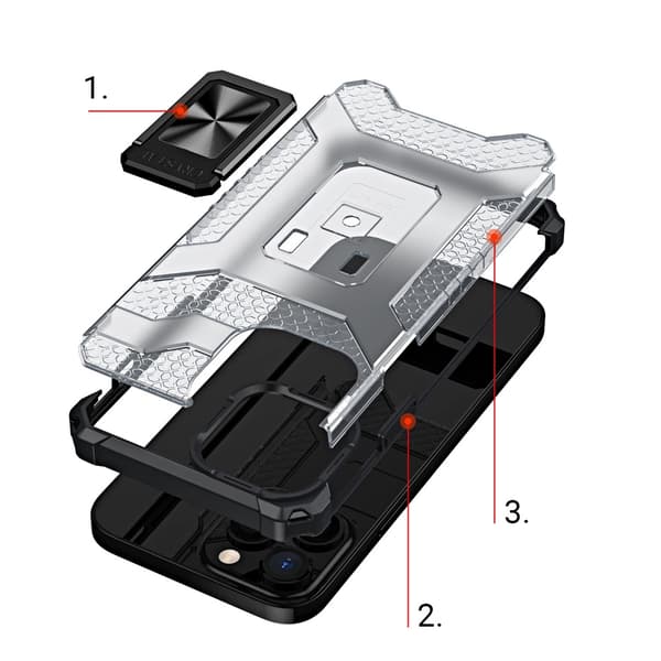 Crystal Ring Case armerat hybridskal + magnetisk hållare iPhone 12 Pro Max blå