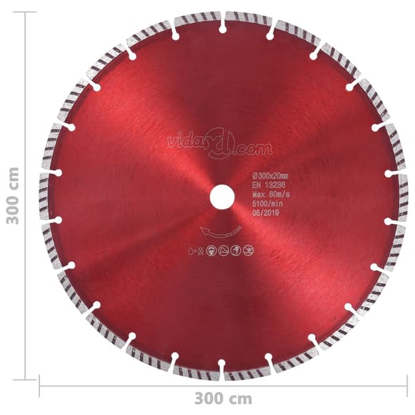 vidaXL Turbo diamantklinge, stål, 300 mm