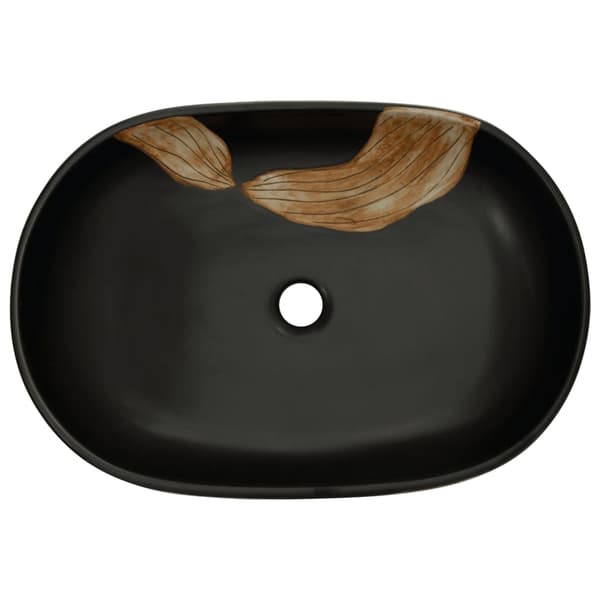 vidaXL bordvask, sort, oval, 59x40x14 cm, keramik