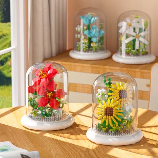 Blomsterbuket byggeklodser blomst i kuppel sæt 570 dele.