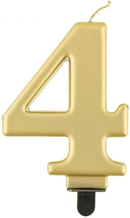 Stearinlys Nummer 4 FIRE Metallisk GULD 8cm