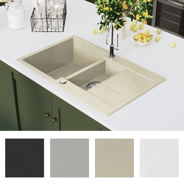 vidaXL granit dobbeltvask, beige