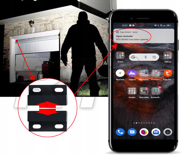 TUYA SMART WIFI GARAGEPORTSKONTROLL + SENSOR