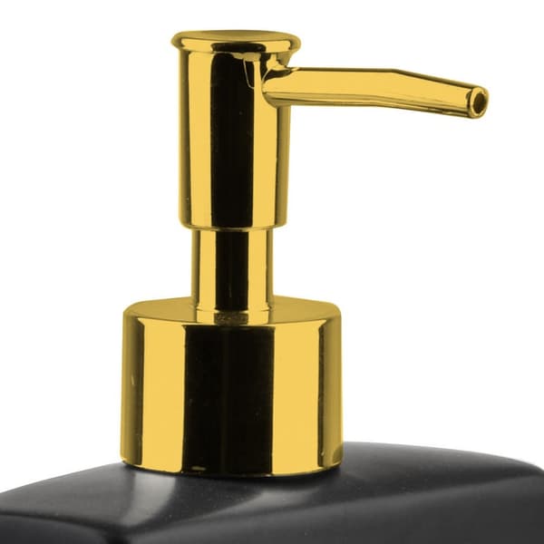 Keramisk sort dispenser til opvaskemiddel med beholder til svamp og svamp 400 ml