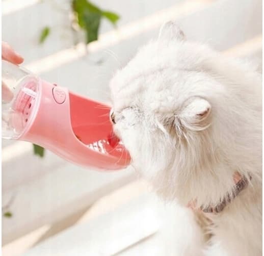 Bärbar vattenflaska för hundar och katter, 350ml, rosa
