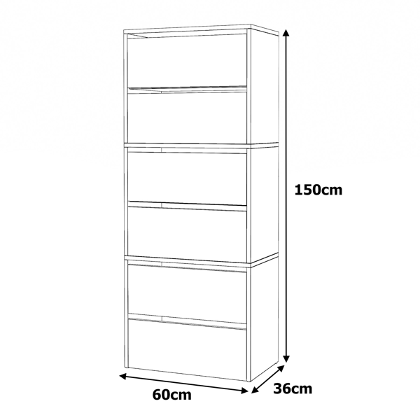 Højt sort skoskab 150 cm - moderne