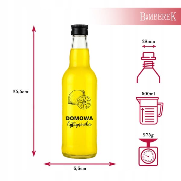 MONOPOL-flaska 500ml med CITRONTRYCK, 0,5l glasflaskor för vodka